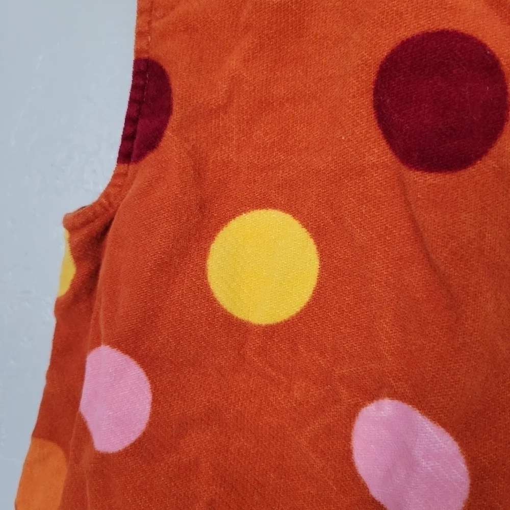 Gymboree Little Girls 4 Orange Sleeveless Corduroy Dress Colorful Polka Dots